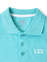 เสื้อโปโลแขนสั้นเด็กผู้ชาย คอลเลคชั่น LEE SPORTY ทรงตรง สีเขียว