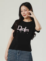 CROPPED FIT WOMEN'S SHORT SLEEVE T-SHIRT BLACK