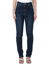 กางเกงยีนส์ผู้หญิง SLIM FIT เอวกลาง ทรงเข้ารูป สียีนส์กลาง