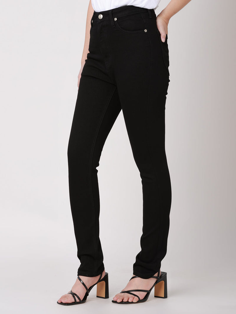 SLIM FIT MID RISE WOMEN'S JEANS BLACK