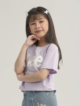 CROPPED FIT GIRL'S TEE SHORT SLEEVE PURPLE