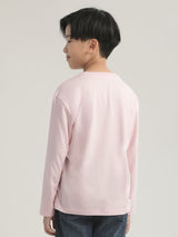 เสื้อยืดแขนยาวเด็กผู้ชาย / เด็กผู้หญิง ทรงตรง สีชมพู