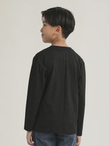 เสื้อยืดแขนยาวเด็กผู้ชาย / เด็กผู้หญิง ทรงตรง สีดำ