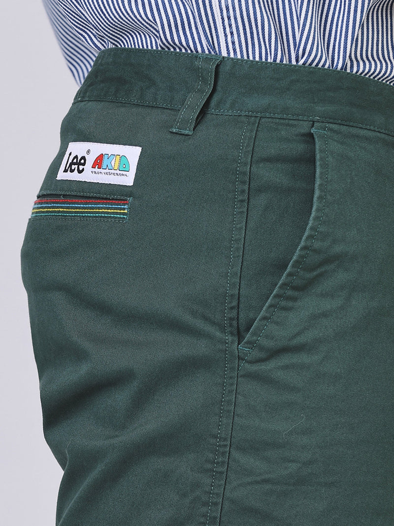 กางเกงขาสั้นผู้ชาย คอลเลคชั่น LEE X AKID FROM YESTERDAY RELAXED FIT เอวกลาง ทรงกระบอกใหญ่ สีเขียว