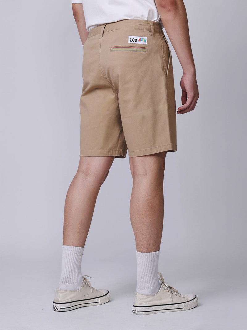 กางเกงขาสั้นผู้ชาย คอลเลคชั่น LEE X AKID FROM YESTERDAY RELAXED FIT เอวกลาง ทรงกระบอกใหญ่ สีเบจ