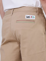 กางเกงขาสั้นผู้ชาย คอลเลคชั่น LEE X AKID FROM YESTERDAY RELAXED FIT เอวกลาง ทรงกระบอกใหญ่ สีเบจ
