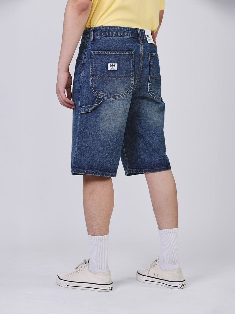 กางเกงขาสั้นผู้ชาย คอลเลคชั่น LEE X AKID FROM YESTERDAY RELAXED FIT เอวกลาง ทรงกระบอกใหญ่ สียีนส์กลาง