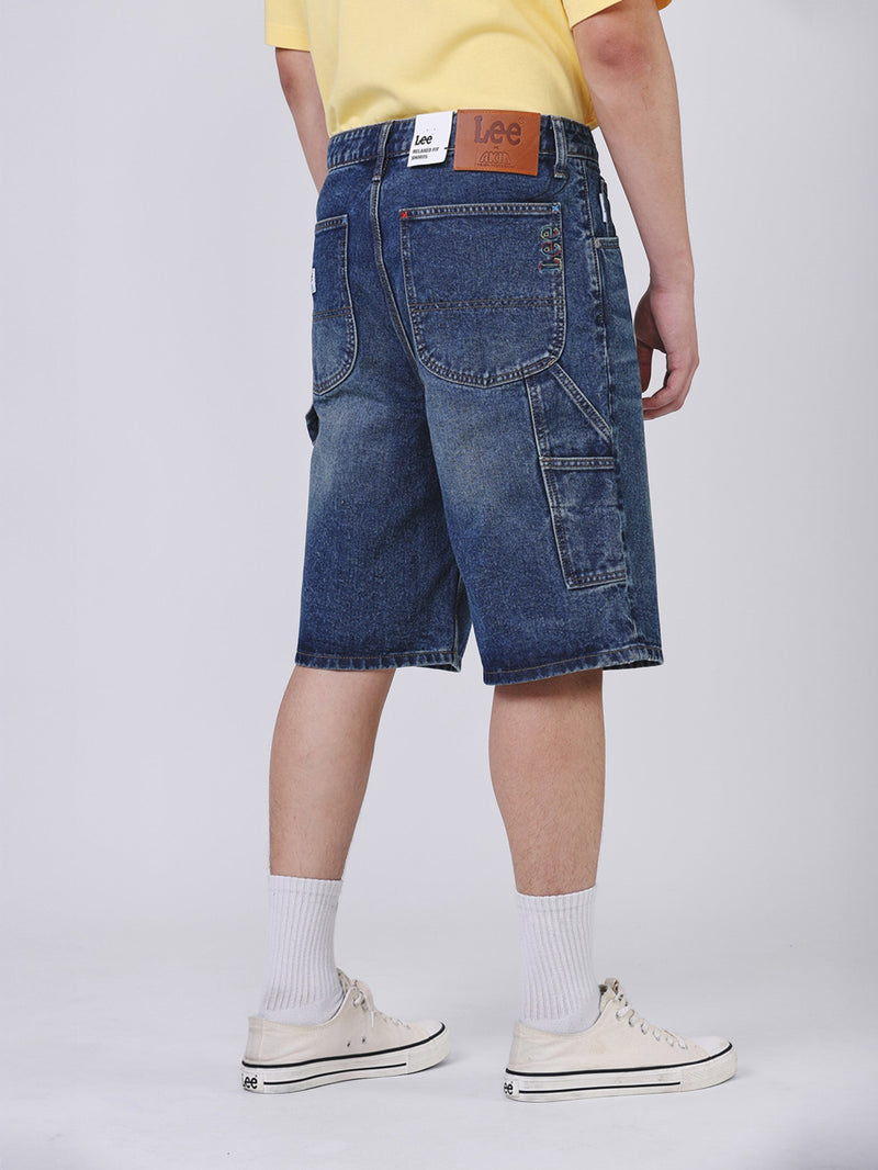 กางเกงขาสั้นผู้ชาย คอลเลคชั่น LEE X AKID FROM YESTERDAY RELAXED FIT เอวกลาง ทรงกระบอกใหญ่ สียีนส์กลาง