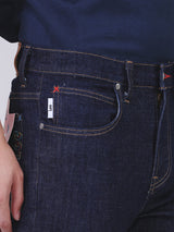 LUKE FIT LEE X AKID FROM YESTERDAY COLLECTION LOW RISE SLIM MEN'S JEANS DARK INDIGO