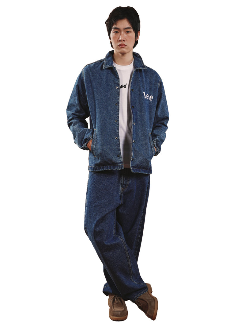 กางเกงยีนส์ผู้ชาย คอลเลคชั่น LEE X AKID FROM YESTERDAY BAGGY FIT เอวสูง ทรงกระบอกใหญ่ สียีนส์กลาง