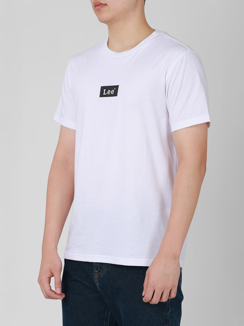 เสื้อยืดแขนสั้นผู้ชาย ทรงตรง สีขาว