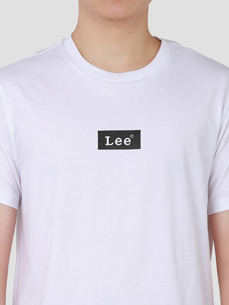 เสื้อยืดแขนสั้นผู้ชาย ทรงตรง สีขาว