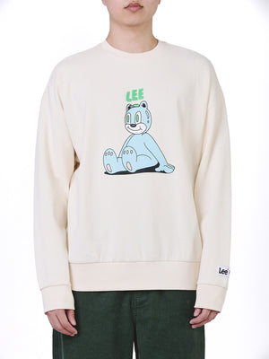 เสื้อสเวตเชิ้ตผู้ชาย คอลเลคชั่น LEE X AKID FROM YESTERDAY LOOSE FIT สีครีม