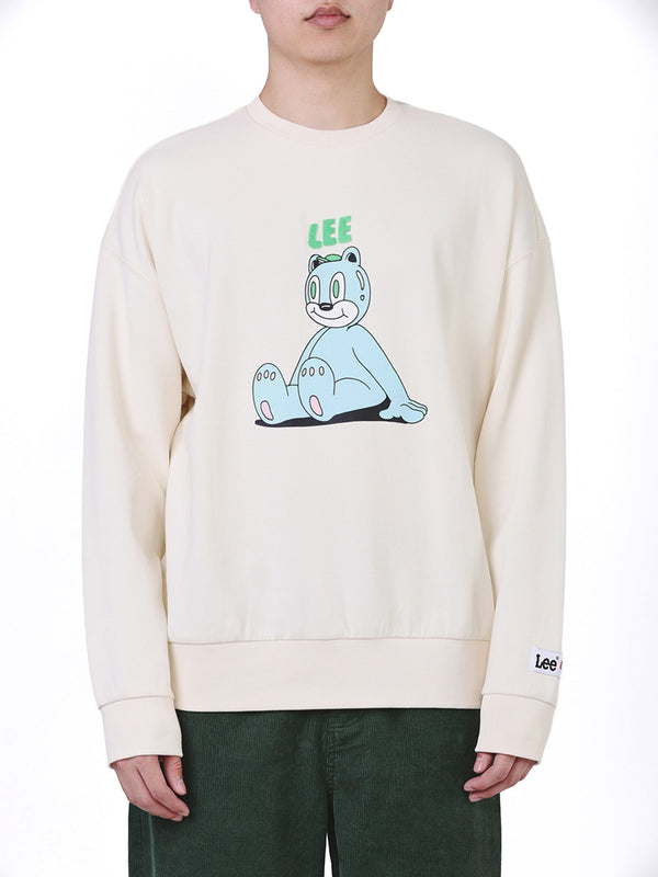 เสื้อสเวตเชิ้ตผู้ชาย คอลเลคชั่น LEE X AKID FROM YESTERDAY LOOSE FIT สีครีม