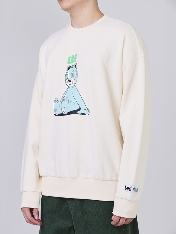 เสื้อสเวตเชิ้ตผู้ชาย คอลเลคชั่น LEE X AKID FROM YESTERDAY LOOSE FIT สีครีม