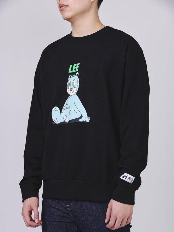 เสื้อสเวตเชิ้ตผู้ชาย คอลเลคชั่น LEE X AKID FROM YESTERDAY LOOSE FIT สีดำ