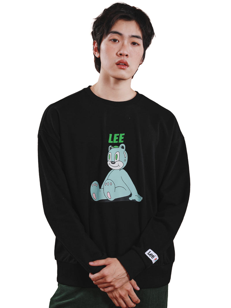 เสื้อสเวตเชิ้ตผู้ชาย คอลเลคชั่น LEE X AKID FROM YESTERDAY LOOSE FIT สีดำ