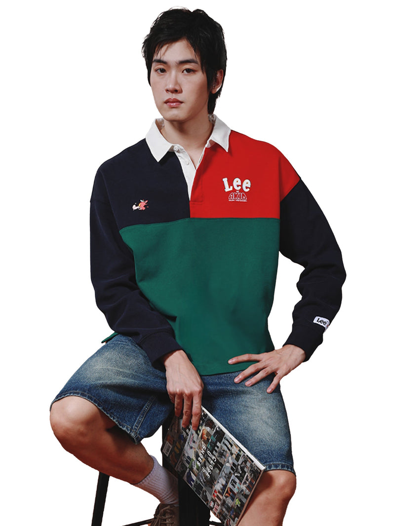เสื้อสเวตเชิ้ตผู้ชาย คอลเลคชั่น LEE X AKID FROM YESTERDAY LOOSE FIT สีกรมท่า