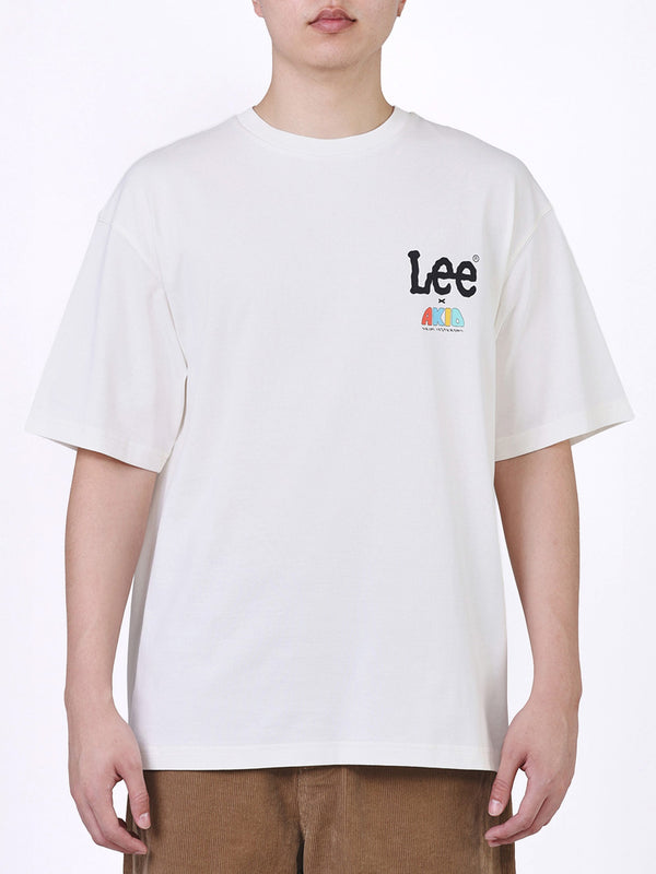 เสื้อยืดแขนสั้นผู้ชาย คอลเลคชั่น LEE X AKID FROM YESTERDAY LOOSE FIT สีครีม