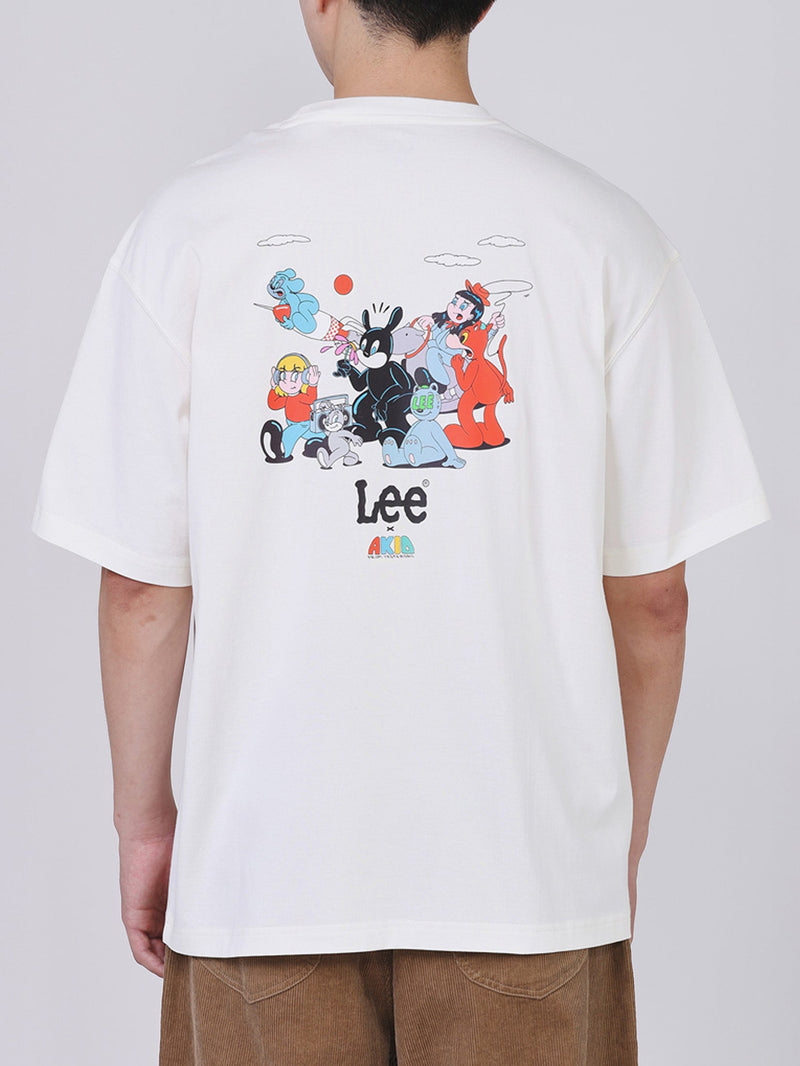 เสื้อยืดแขนสั้นผู้ชาย คอลเลคชั่น LEE X AKID FROM YESTERDAY LOOSE FIT สีครีม