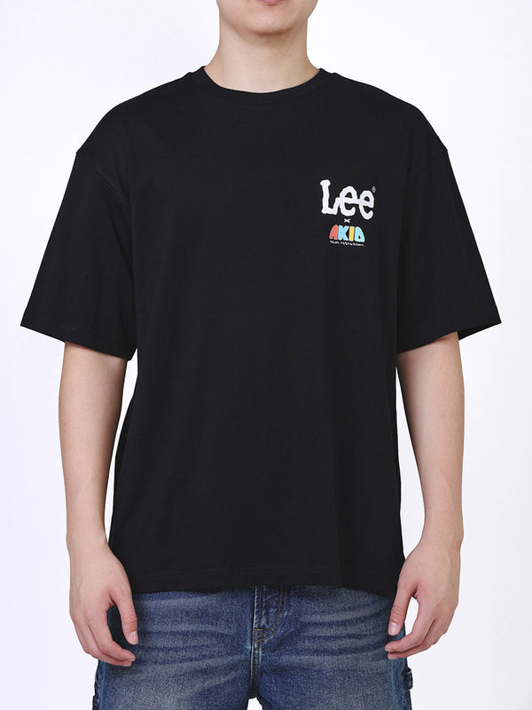 เสื้อยืดแขนสั้นผู้ชาย คอลเลคชั่น LEE X AKID FROM YESTERDAY LOOSE FIT สีดำ