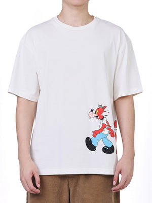 เสื้อยืดแขนสั้นผู้ชาย คอลเลคชั่น LEE X AKID FROM YESTERDAY LOOSE FIT สีครีม