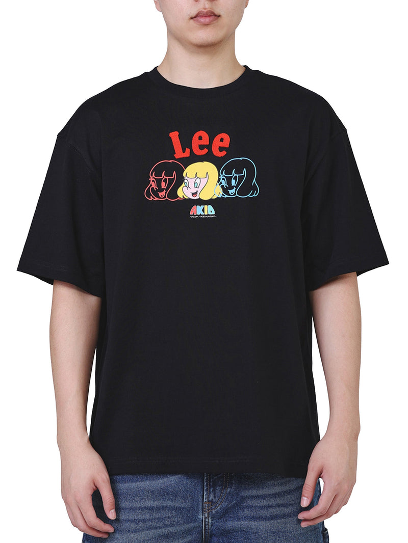 เสื้อยืดแขนสั้นผู้ชาย คอลเลคชั่น LEE X AKID FROM YESTERDAY LOOSE FIT สีดำ