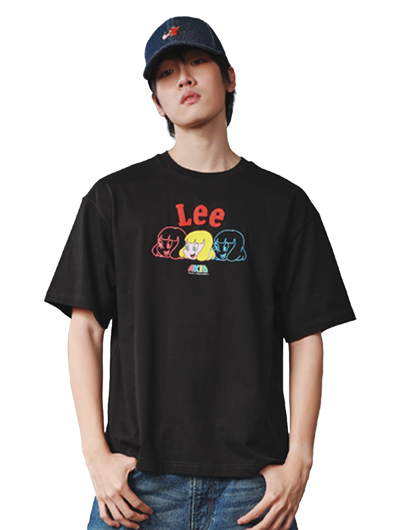 เสื้อยืดแขนสั้นผู้ชาย คอลเลคชั่น LEE X AKID FROM YESTERDAY LOOSE FIT สีดำ