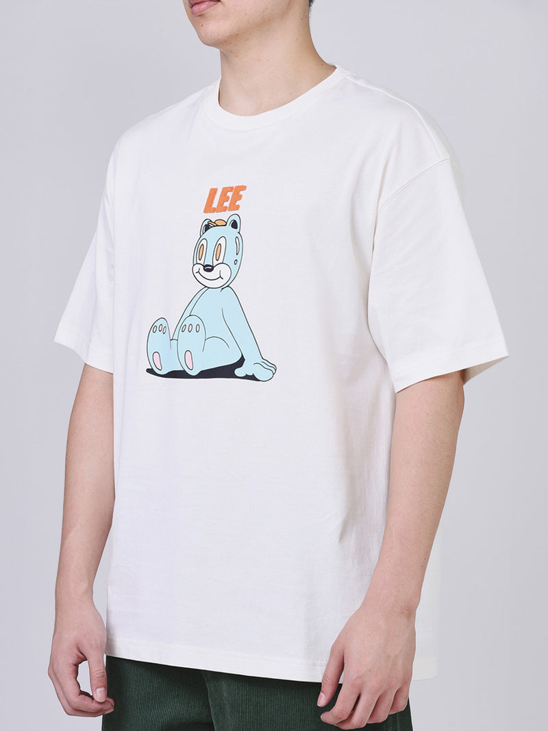 เสื้อยืดแขนสั้นผู้ชาย คอลเลคชั่น LEE X AKID FROM YESTERDAY LOOSE FIT สีครีม