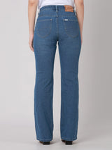 กางเกงยีนส์ผู้หญิง BOOTCUT FIT เอวสูง ทรงตรง-ขาม้า สียีนส์อ่อน
