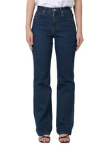 กางเกงยีนส์ผู้หญิง BOOTCUT FIT เอวสูง ทรงตรง-ขาม้า สียีนส์กลาง
