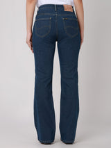 กางเกงยีนส์ผู้หญิง BOOTCUT FIT เอวสูง ทรงตรง-ขาม้า สียีนส์กลาง