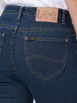 กางเกงยีนส์ผู้หญิง BOOTCUT FIT เอวสูง ทรงตรง-ขาม้า สียีนส์กลาง