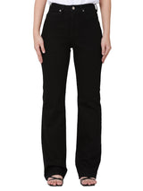 กางเกงยีนส์ผู้หญิง BOOTCUT FIT เอวสูง ทรงตรง-ขาม้า สีดำ