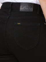 กางเกงยีนส์ผู้หญิง BOOTCUT FIT เอวสูง ทรงตรง-ขาม้า สีดำ