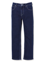 กางเกงยีนส์เด็กผู้ชาย SLIM FIT เอวกลาง ทรงเข้ารูป สียีนส์เข้ม