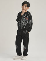 เสื้อฮู้ดดี้มีซิปเด็กผู้ชาย คอลเลคชั่น HALLOWEEN ทรงตรง สีดำ