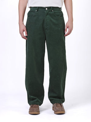 กางเกงขายาวลูกฟูกผู้ชาย คอลเลคชั่น LEE X AKID FROM YESTERDAY BAGGY FIT เอวสูง ทรงกระบอกใหญ่ สีเขียว