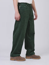 กางเกงขายาวลูกฟูกผู้ชาย คอลเลคชั่น LEE X AKID FROM YESTERDAY BAGGY FIT เอวสูง ทรงกระบอกใหญ่ สีเขียว