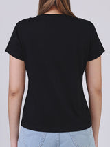 SLIM FIT WOMEN'S SHORT SLEEVE T-SHIRT BLACK