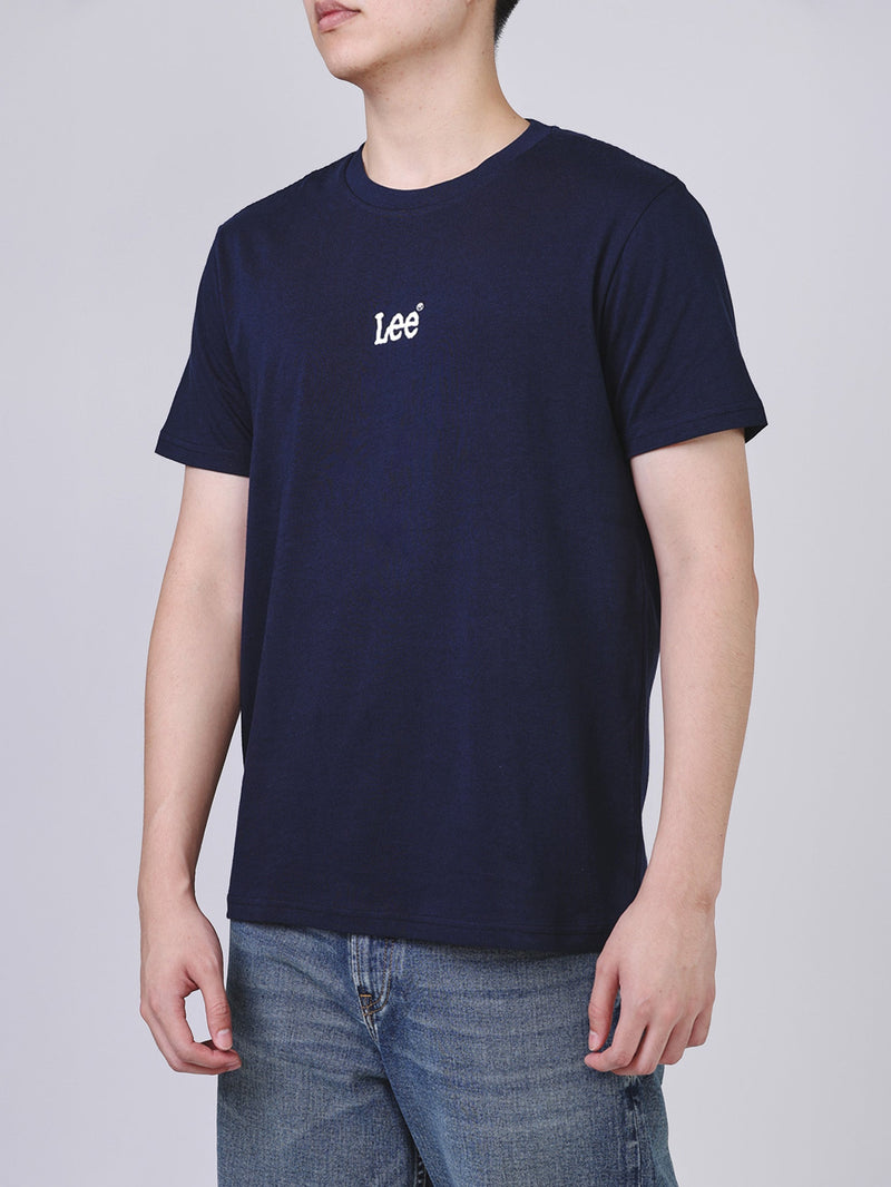 เสื้อยืดแขนสั้นผู้ชาย ทรงตรง สีกรมท่า