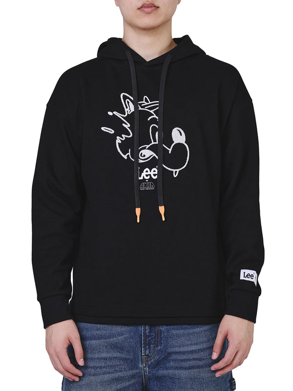 เสื้อฮู้ดดี้แบบสวมผู้ชาย คอลเลคชั่น LEE X AKID FROM YESTERDAY LOOSE FIT สีดำ