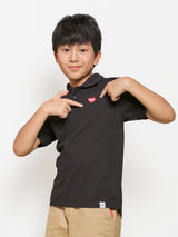 เสื้อโปโลแขนสั้นเด็กผู้ชาย / เด็กผู้หญิง ทรงตรง สีดำ