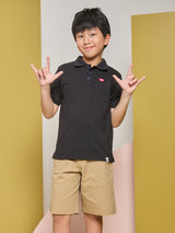 เสื้อโปโลแขนสั้นเด็กผู้ชาย / เด็กผู้หญิง ทรงตรง สีดำ