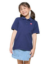 เสื้อโปโลแขนสั้นเด็กผู้ชาย / เด็กผู้หญิง ทรงตรง สีกรมท่า