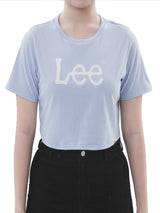 เสื้อยืดแขนสั้นผู้หญิง CROPPED FIT สีฟ้า