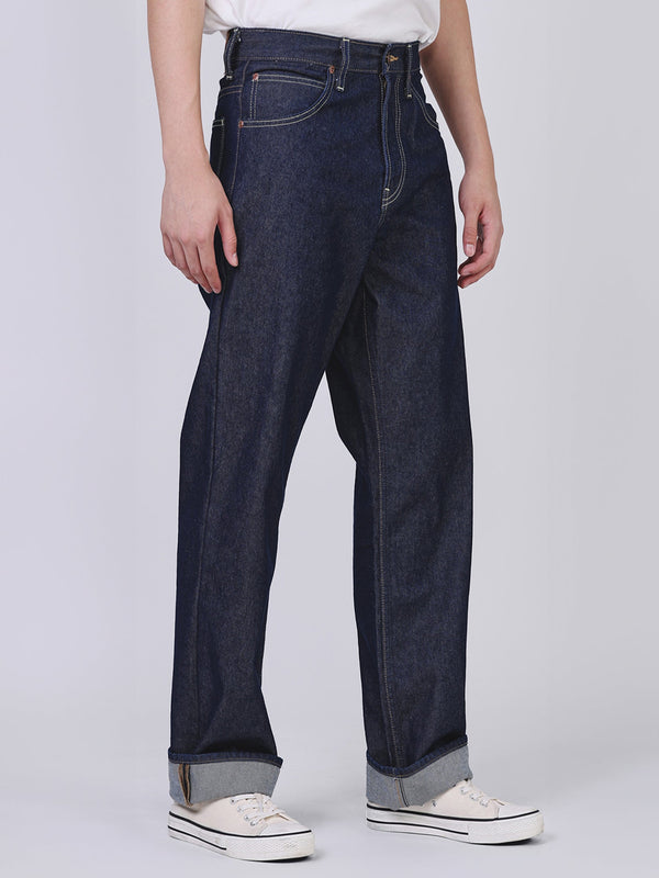 กางเกงยีนส์ผู้ชาย RETRO STRAIGHT FIT เอวสูง ทรงกระบอก สียีนส์เข้ม