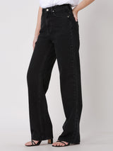 RELAXED FIT MID RISE COMFORT WOMEN'S JEANS BLACK