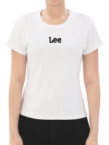เสื้อยืดแขนสั้นผู้หญิง ทรงตรง สีขาว
