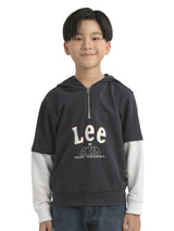 เสื้อฮู้ดดี้แบบสวมเด็กผู้ชาย คอลเลคชั่น LEE X AKID FROM YESTERDAY OVERSIZE FIT สีกรมท่า